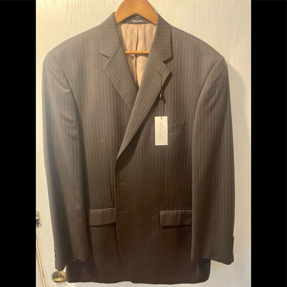 Calvin Klein Black Pinstripe Mens Suit coat